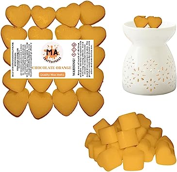 Scented wax melts mini hearts (Chocolate Orange,Cinnamon Cran & Orange,Vanilla,BubbleGum) scented soy wax melts for wax warmer Designer inspired for men Gift Box 4x 40g