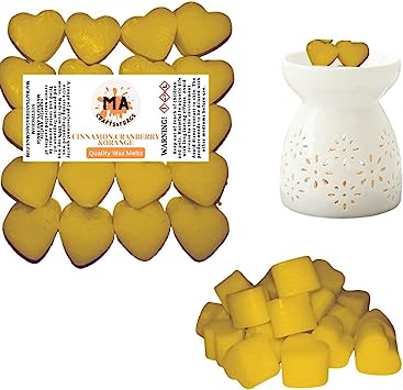 Scented wax melts mini hearts (Chocolate Orange,Cinnamon Cran & Orange,Vanilla,BubbleGum) scented soy wax melts for wax warmer Designer inspired for men Gift Box 4x 40g