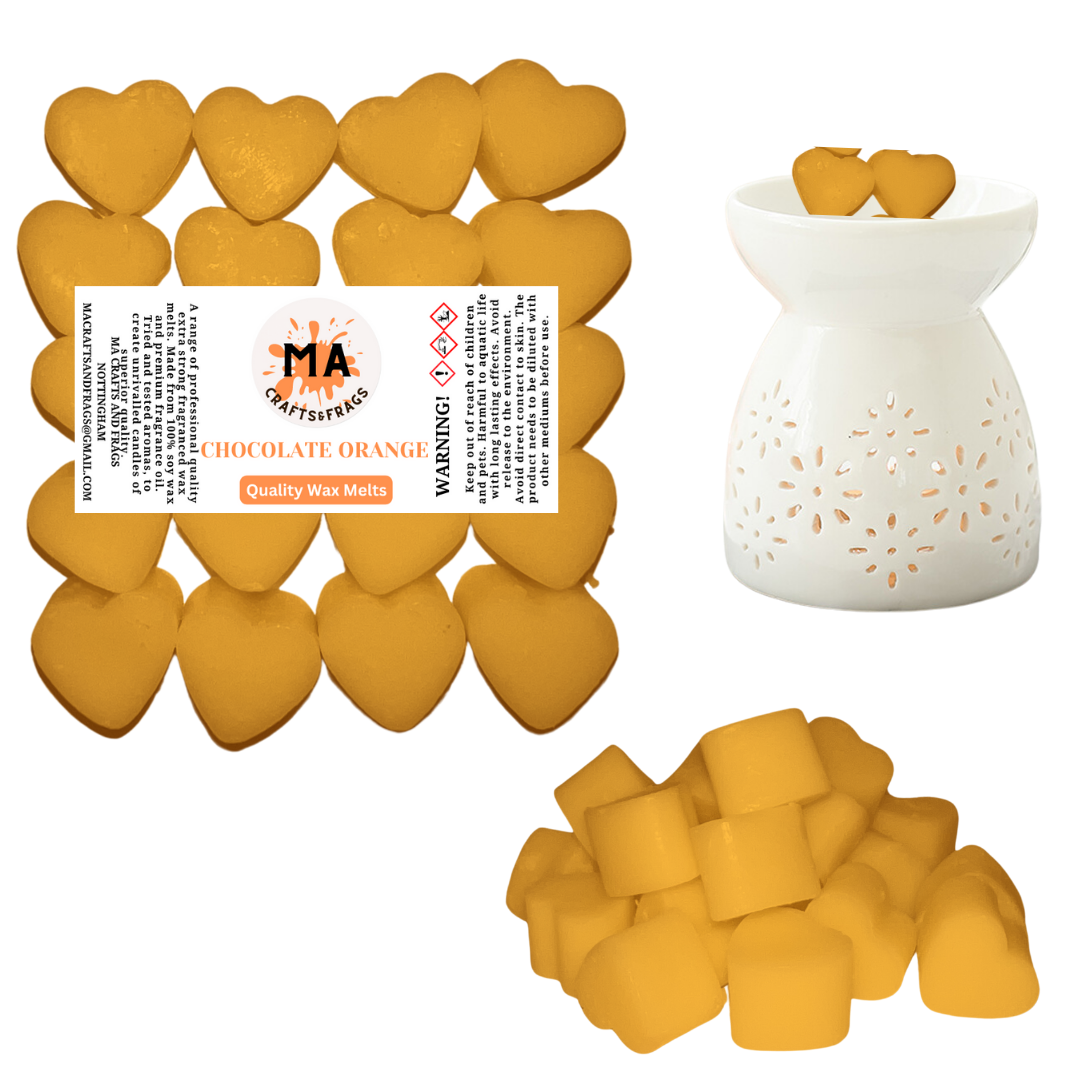 20 x Highly Scented Wax Melts Mini Hearts Many fragrances Designer Inspired (Chocolate Orange)