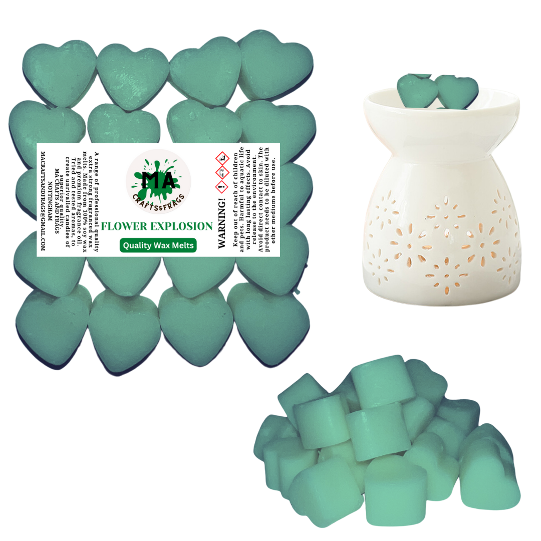 20 x Highly Scented Wax Melts Mini Hearts Many fragrances Designer Inspired (Flower Explosion)
