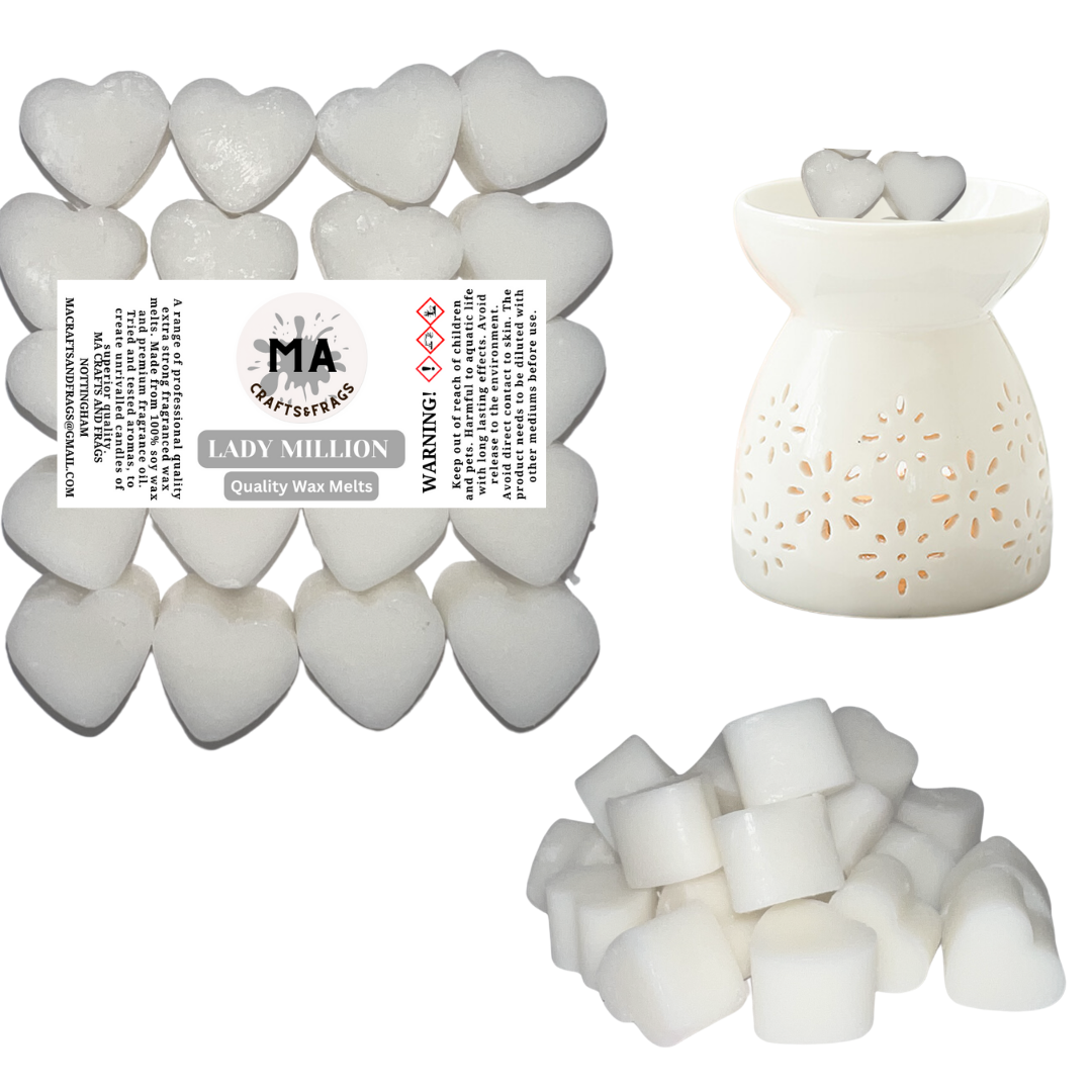 20 x Highly Scented Wax Melts Mini Hearts Many fragrances Designer Inspired (Lady Million)