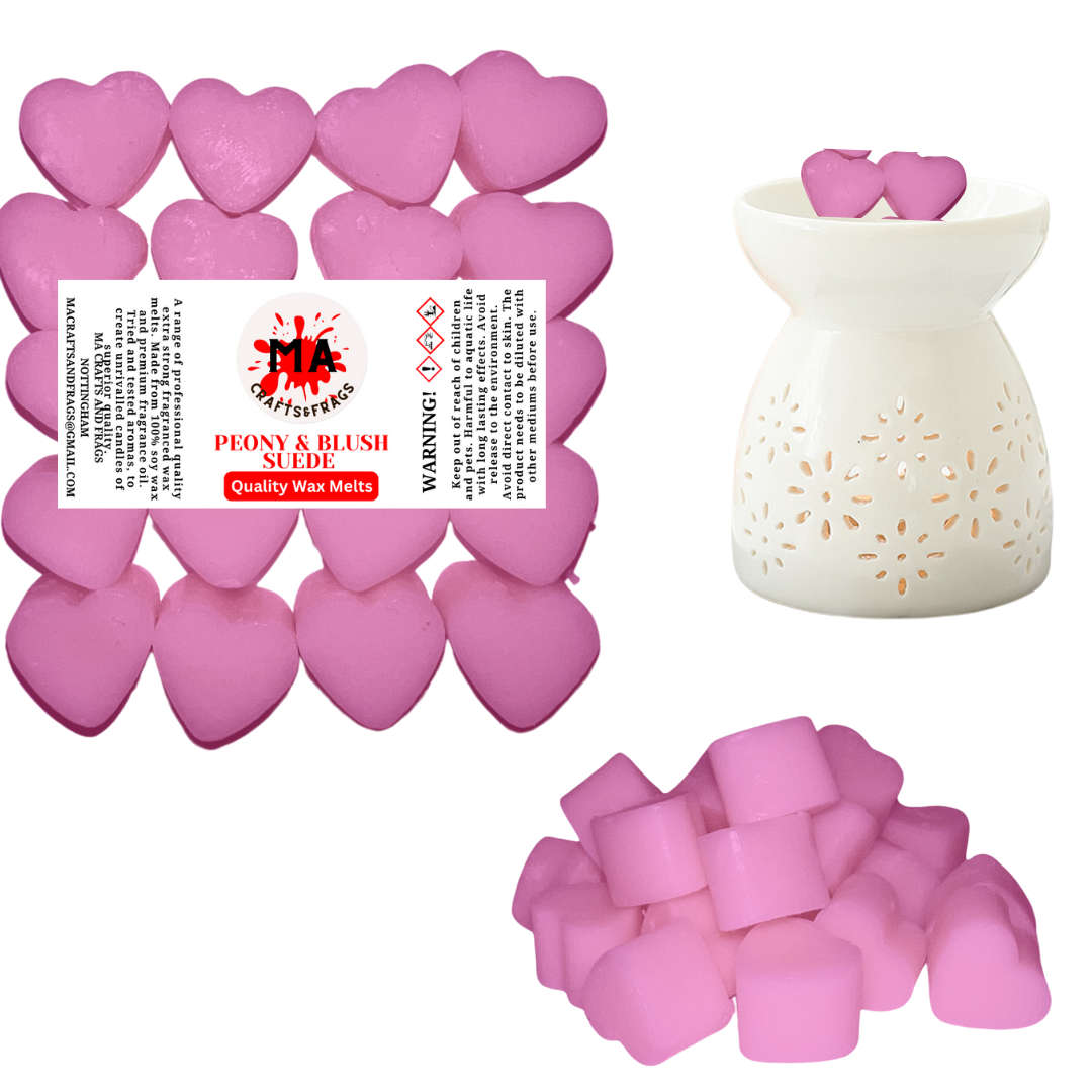 20 x Highly Scented Wax Melts Mini Hearts Many fragrances Designer Inspired (Peony & Blush)