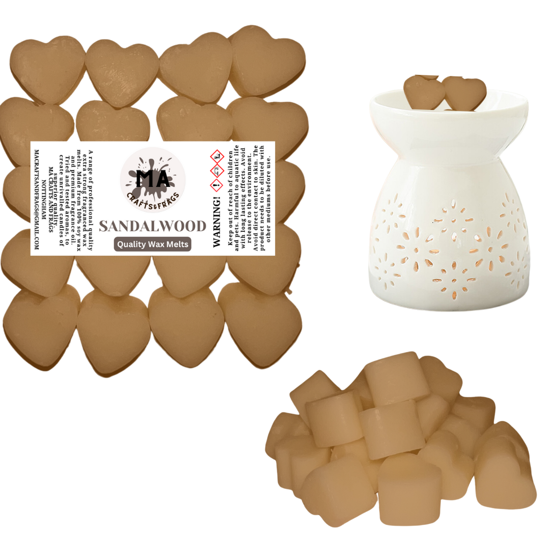 20 x Highly Scented Wax Melts Mini Hearts Many fragrances Designer Inspired (Sandalwood)