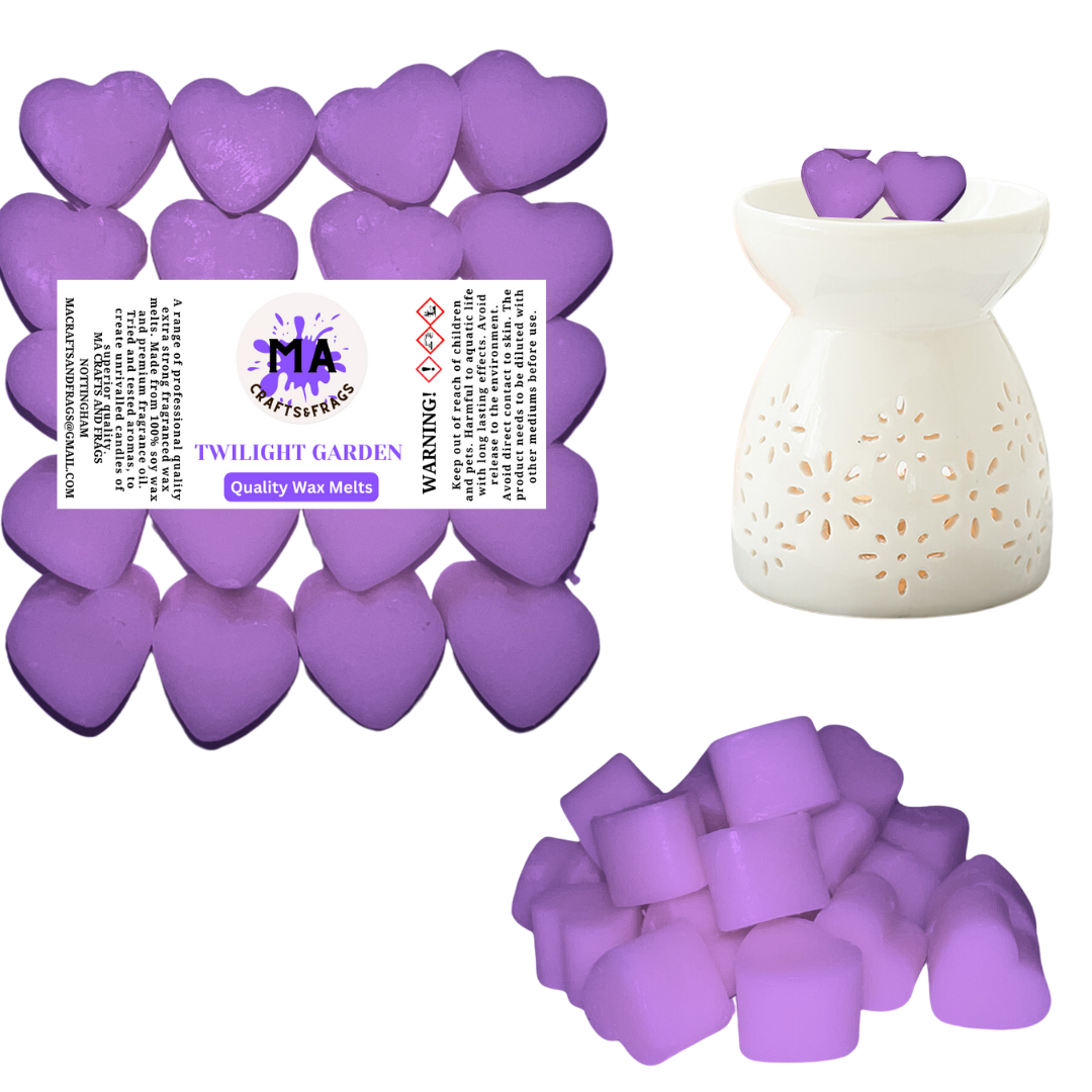 20 x Highly Scented Wax Melts Mini Hearts Many fragrances Designer Inspired (Twilight Garden)