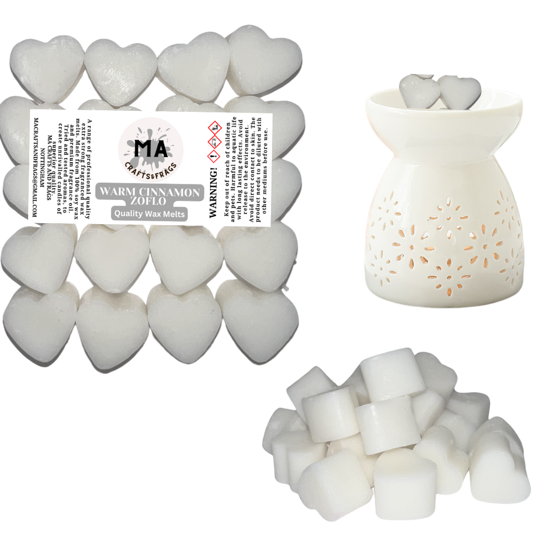 20 x Highly Scented Wax Melts Mini Hearts Many fragrances Designer Inspired (Warm Cinnamon Zof)