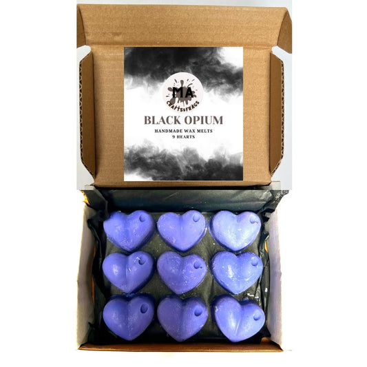 Black Opium Wax Melts - 9 Highly Scented Soy Wax Melts Hearts by MA CRAFTS & FRAGS Upto 50 Hours of Long Lasting Scents