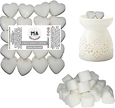 Scented wax melts mini hearts (Seychelles,Spice Orange.Apple Spice,cinnamon stick) scented soy wax melts for wax warmer Designer inspired for men Gift Box 4x 40g