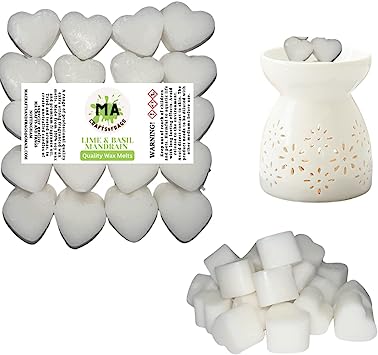 Scented wax melts mini hearts (wild rhubarb,velvet rose & oud,plum rose & patcholi,Lime & Basil Inspired) scented soy wax melts for wax warmer Designer inspired for men Gift Box 4x 40g