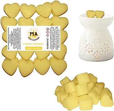 Scented wax melts mini hearts (Lemon Sherbet,spice orange,bubble gum,apple spice) scented soy wax melts for wax warmer Designer inspired for men Gift Box 4x 40g