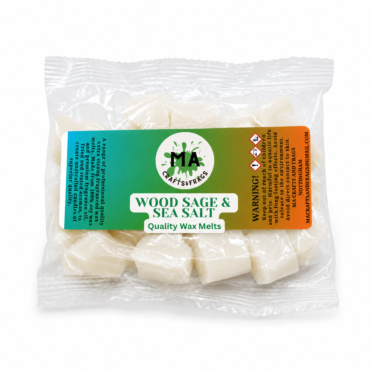 20 x Highly Scented Wax Melts Mini Hearts Many fragrances Designer Inspired (Wood sage & sea salt)