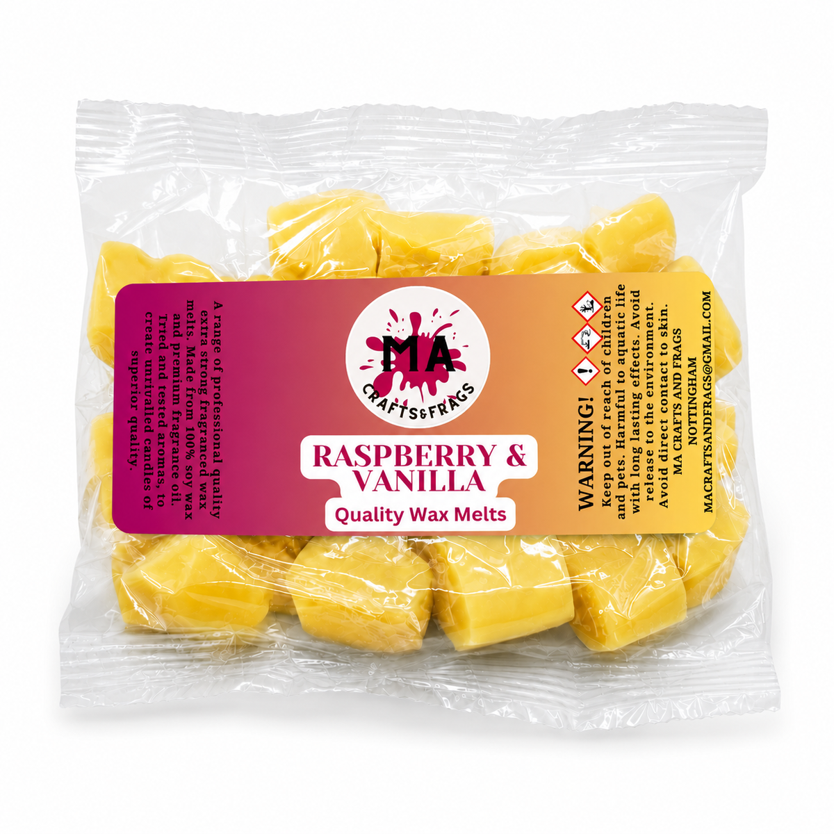 20 x Highly Scented Wax Melts Mini Hearts Many fragrances Designer Inspired (Raspberry & Vanilla)