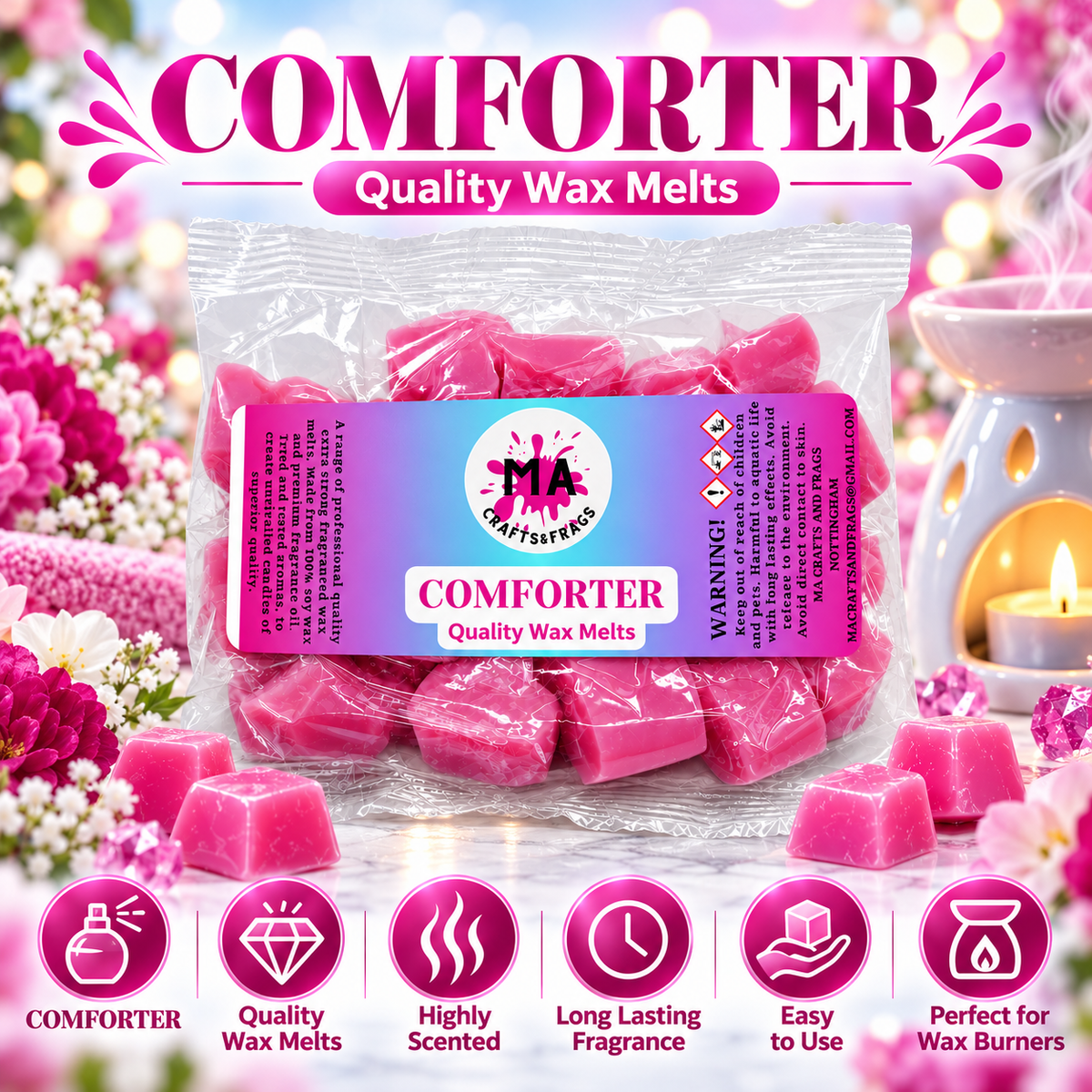 20 x Highly Scented Wax Melts Mini Hearts Many fragrances Designer Inspired (Comforteor)
