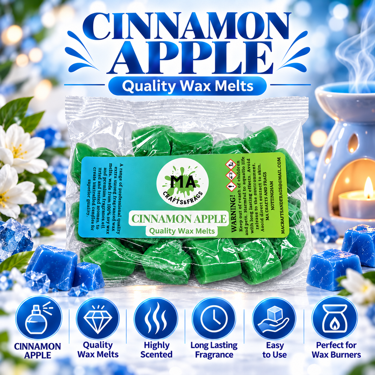 20 x Highly Scented Wax Melts Mini Hearts Many fragrances Designer Inspired (cinamon apple)