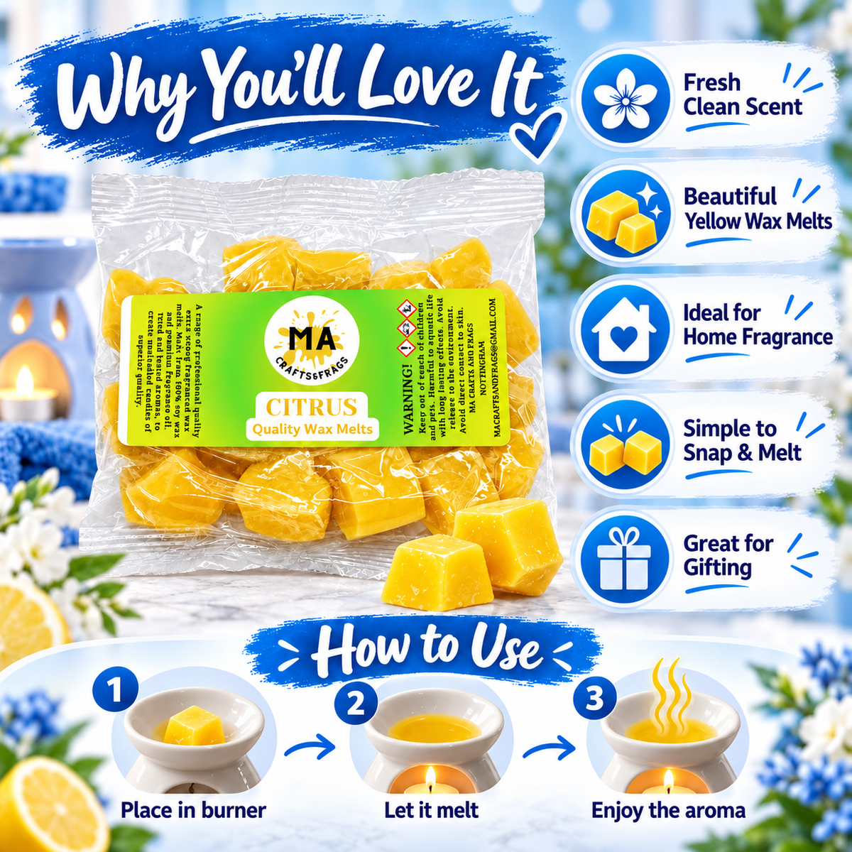 20 x Highly Scented Wax Melts Mini Hearts Many fragrances Designer Inspired (citrus)