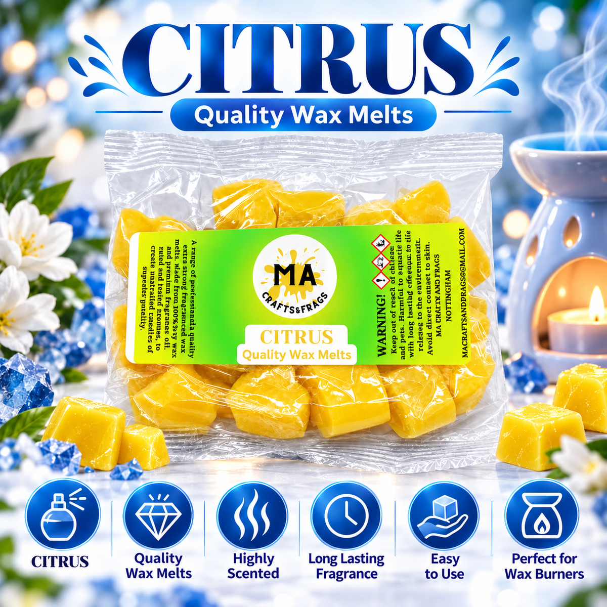 20 x Highly Scented Wax Melts Mini Hearts Many fragrances Designer Inspired (citrus)