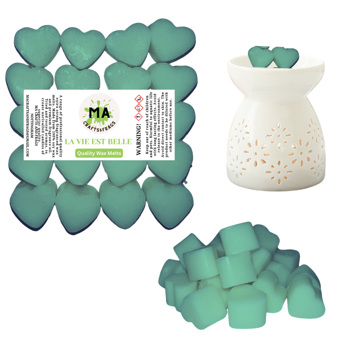 20 x Highly Scented Wax Melts Mini Hearts Many fragrances Designer Inspired (LA VIE EST BEL LE)