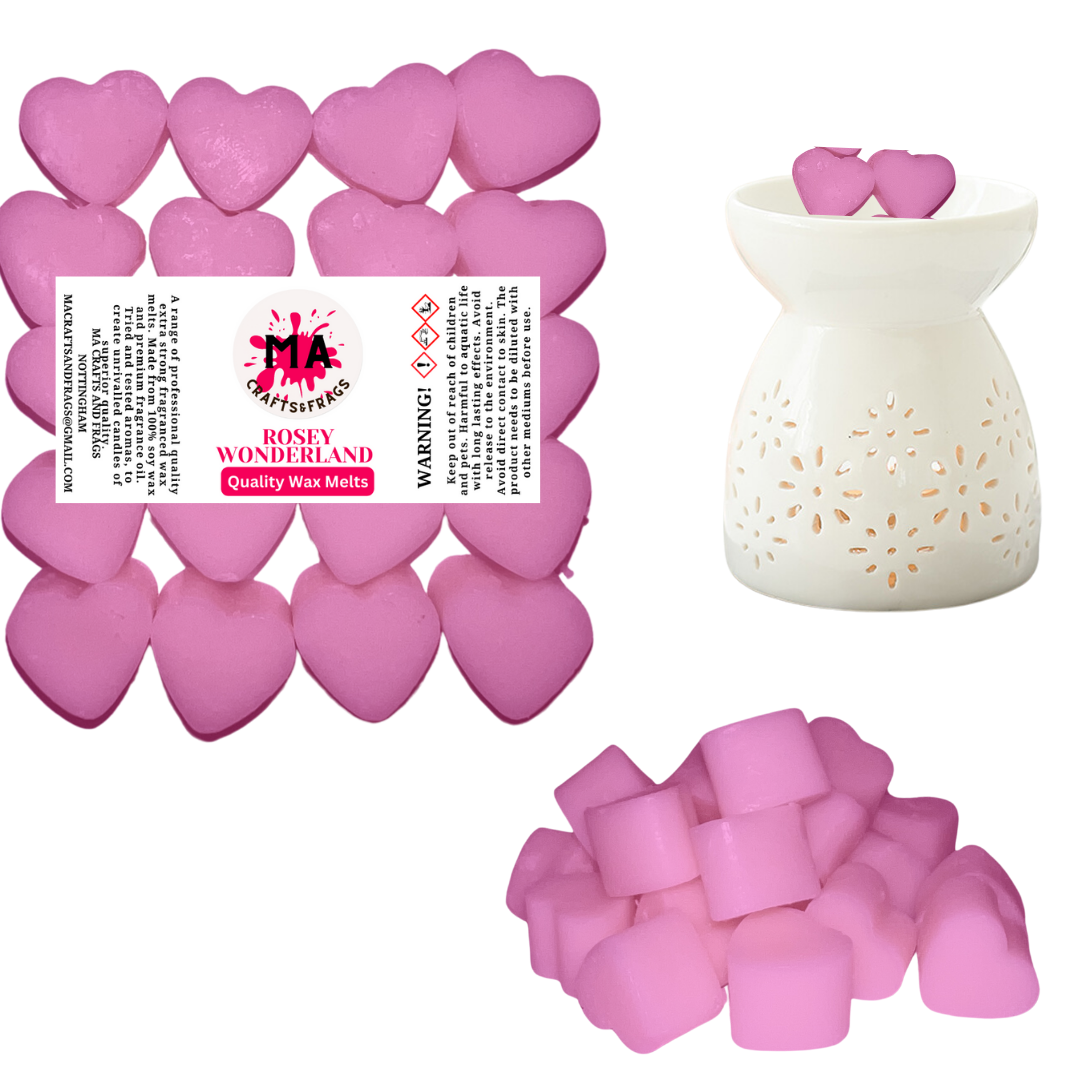 20 x Highly Scented Wax Melts Mini Hearts Many fragrances Designer Inspired (Rosey Wonderland)