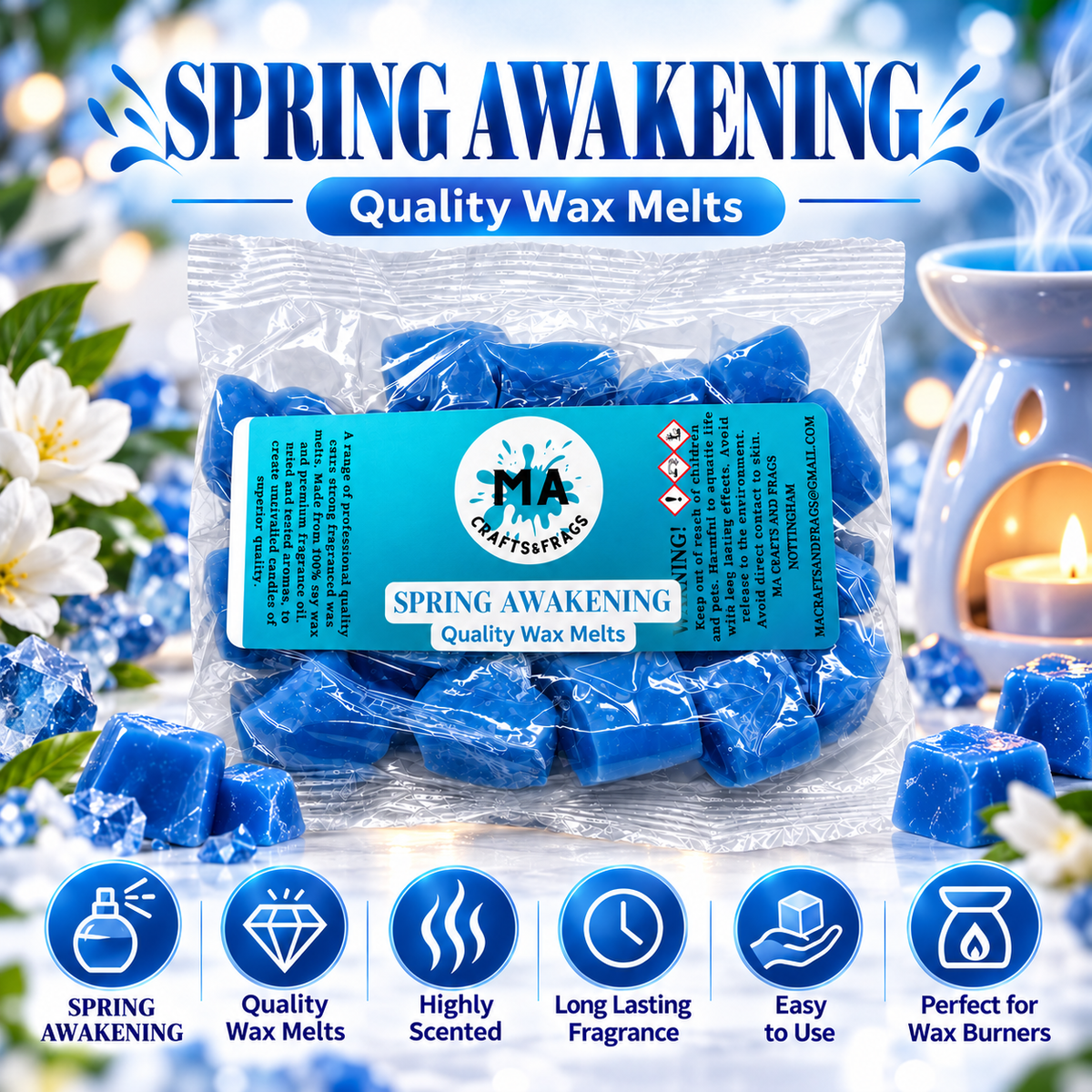 20 x Highly Scented Wax Melts Mini Hearts Many fragrances Designer Inspired (Spring Awakening)